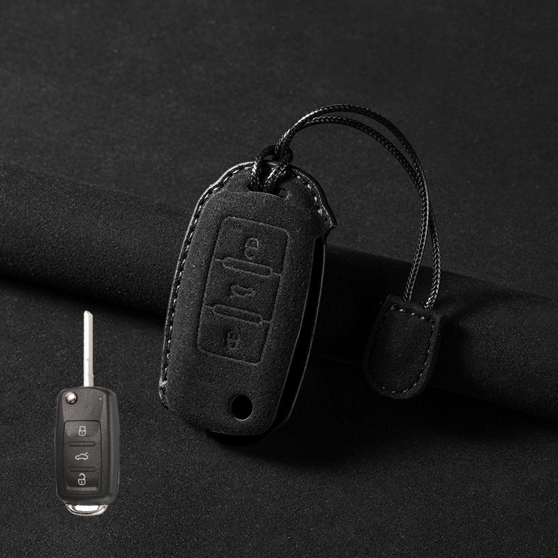 Leather Car Key Case For Volkswagen VW Magotan Passat B8 TIGUAN MK2 Golf 8 2020 For Skoda Octavia A8 A7 2021 SEAT Leon MK4