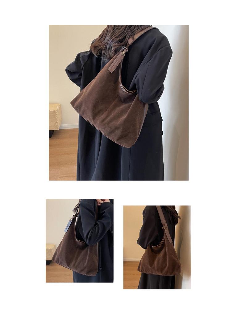 2024 Women's Suede Tote Bag: Versatile Single Shoulder for Autumn/Winter, Large & Relaxed Vibe