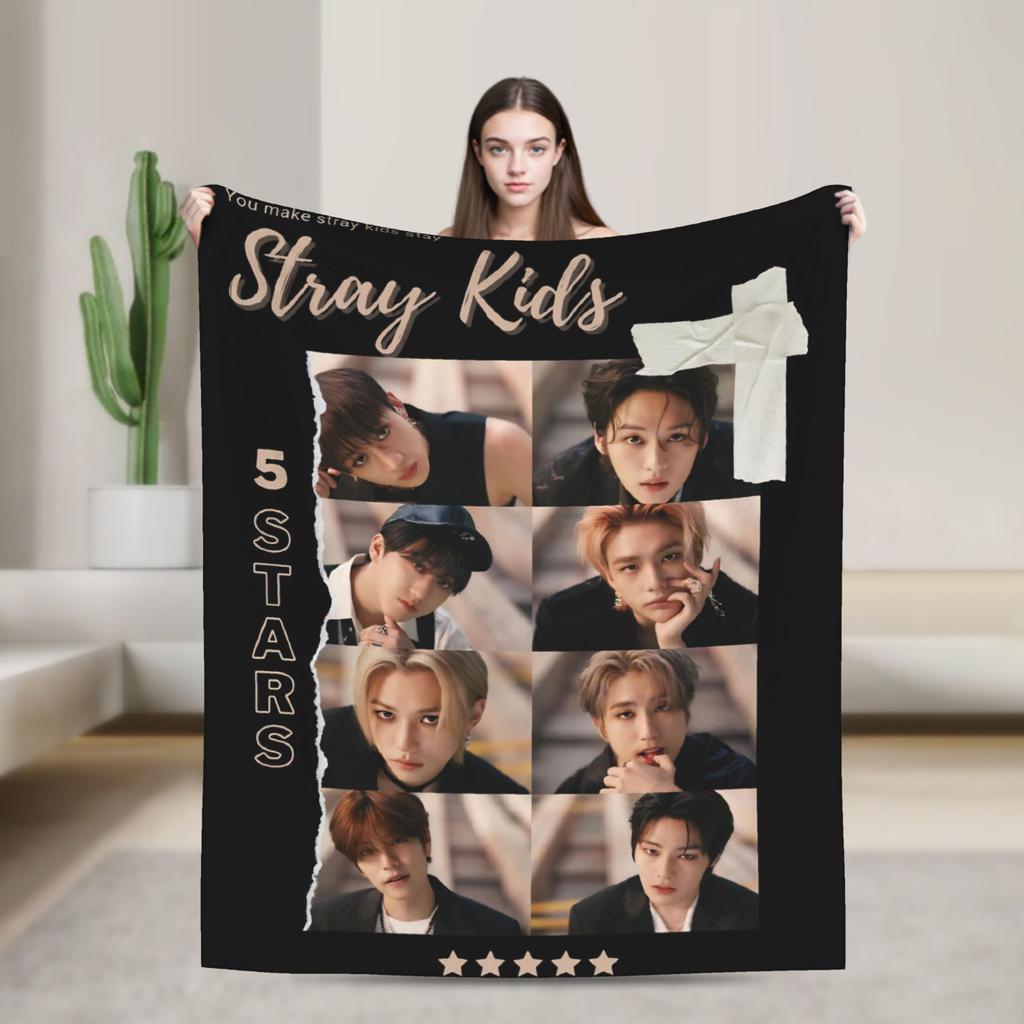Blankets Travel Office Flannel Throw Blanket Kpop Stray-kids S-skzoo FELIX For Living Room Warm Design Quality Bedspread