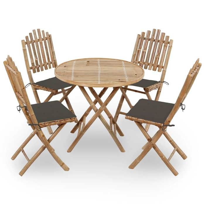 VidaXL Mobilier à Dîner d'Extérieur Pliable 5 pcs avec Coussins Ensemble de Salle à Manger de Patio Salon de Jardin Table et 3063968