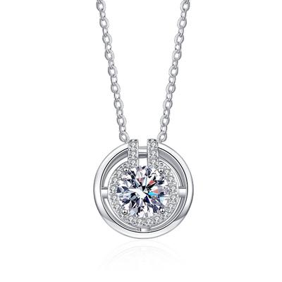 Colgante de plata 925 para mujer, redondo, 6,5 mm, 1 quilates, diamante de laboratorio, moissanita de lujo, collar con colgante para boda.