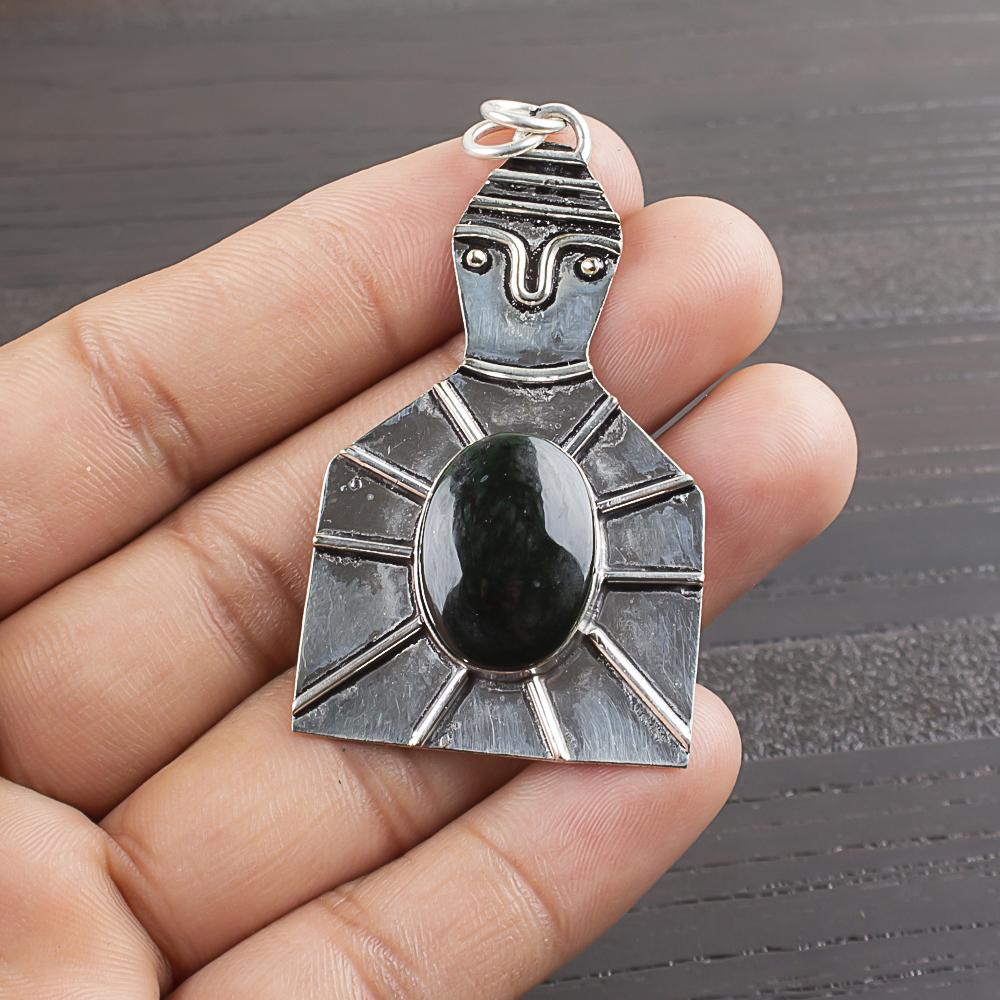 

Natural Malachite Gemstone 925 Sterling Silver Jewelry Designer Pendant 2.2 AJP-1967