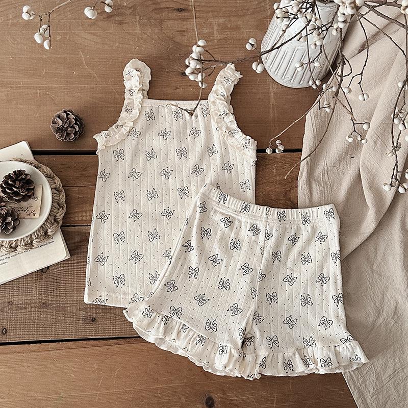 Letní dívčí camisole pyžamový set 2025 - Roztomilé domácí oblečení pro kojence