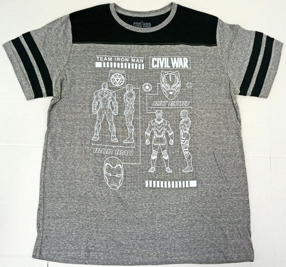 MARVEL T-shirt Team Iron Man Black Panther CIVIL WAR Licensed Tee Men s XL New Unisex T-Shirt S