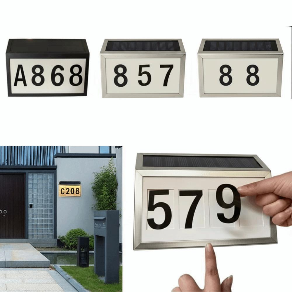 Waterproof Solar Powered Address Sign Durable LED Exterior Fence Lamps Wall Mounted Sign