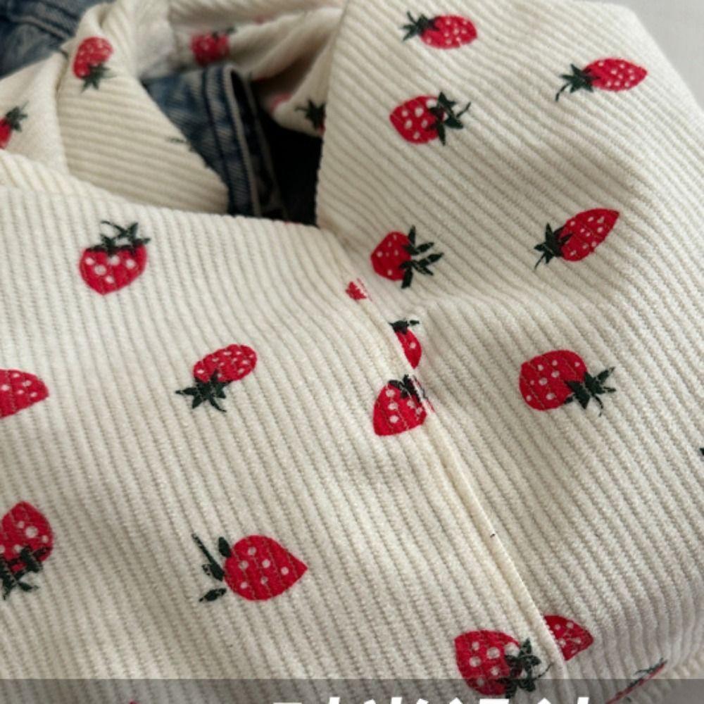 Canvas Cloth Bag Strawberry Printed Underarm Bag Fashion Corduroy Handbag  Mobile Phone Bag
