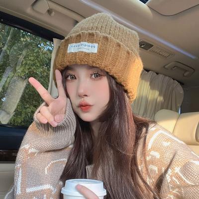Chapeaux d'automne et d'hiver, cache-oreilles pour femmes, bonnets en laine, en tissu, bonnets en laine pour couples, grande circonférence de tête, bonnets tricotés chauds