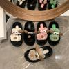 Internet celebrity cartoon cute big-eyed dog fluffy slippers female 2025 autumn and winter new thick-bottomed versatile comfortable one-word cotton m