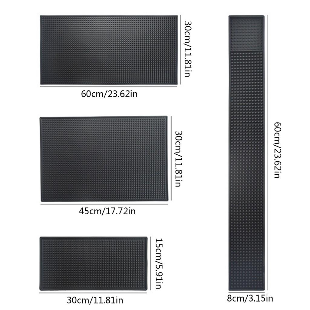 Bar Mat Rubber Coffee Bar Mats Anti-slip PVC Cup Mat Waterproof Heat Resistant Drain Mat for Bar Cafe Barista Cocktail Bartender Cup Holders 5