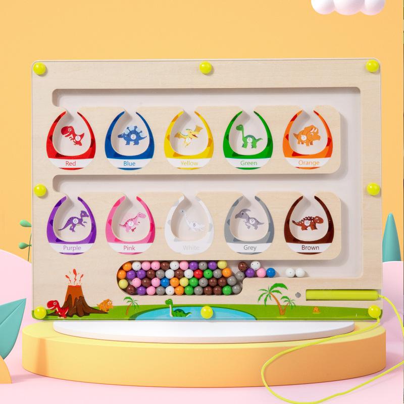 Wooden Children'S Early Education Magnetic Dinosaur Egg Color Classification Board Exercise Hand-Eye Coordination Educational Toy