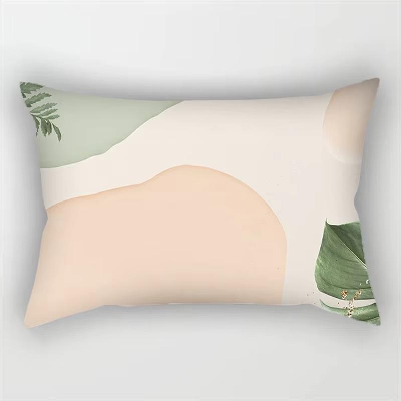 Rainbow Geometric Pattern Plant Print Decorative Pillowcase Bedroom Living Room Office Cushion Home Decor Rectangular Pillowcase