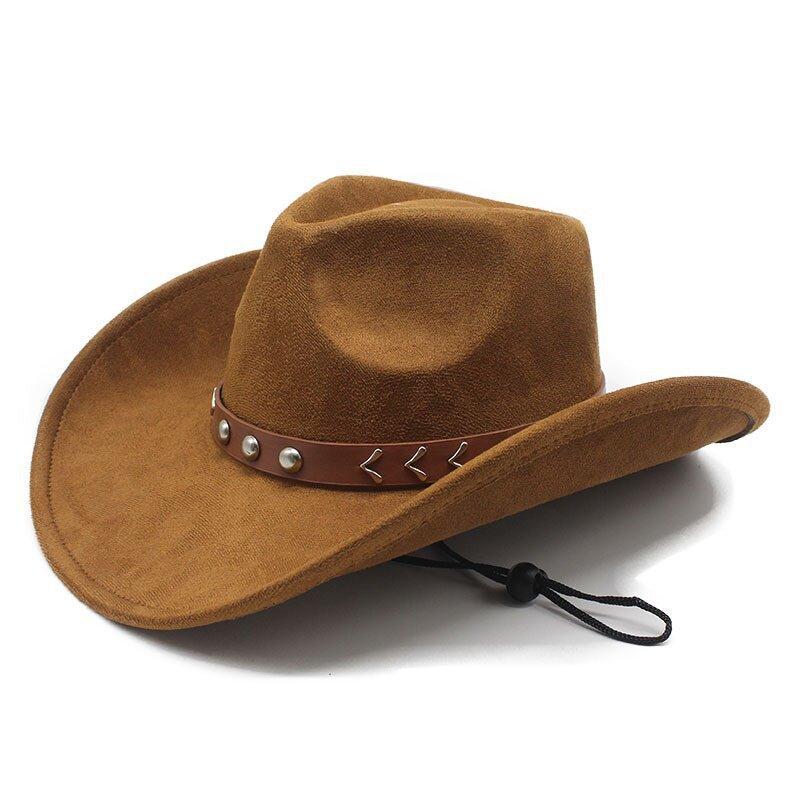 Vintage Brown Denim Hat With Wide Brim For Sun Protection And Breathability