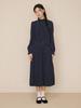 Vincent Navy Dot Pleated Dress_Navy