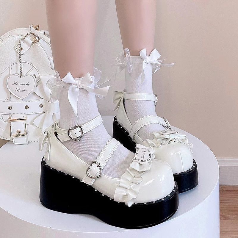 Hip hopová dívka exploze JK sladké cool malé kožené boty 2025 léto retro punk goth mělká ústa platforma lolita boty