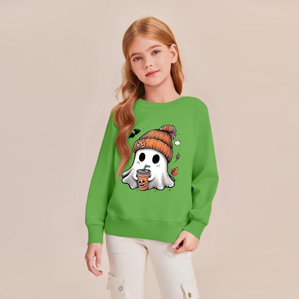Children's Fashion Loose-fitting Casual Halloween Long-sleeved Printed Round Neck Sweatshirt