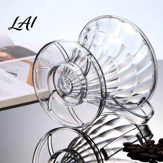 Coffee Filter for Sharing Pots Dripper Cup with Spiral Groove Design Pour Over Cone Heat Resistant V.60 Transparent Plastic Maker Kitchen Travel Use