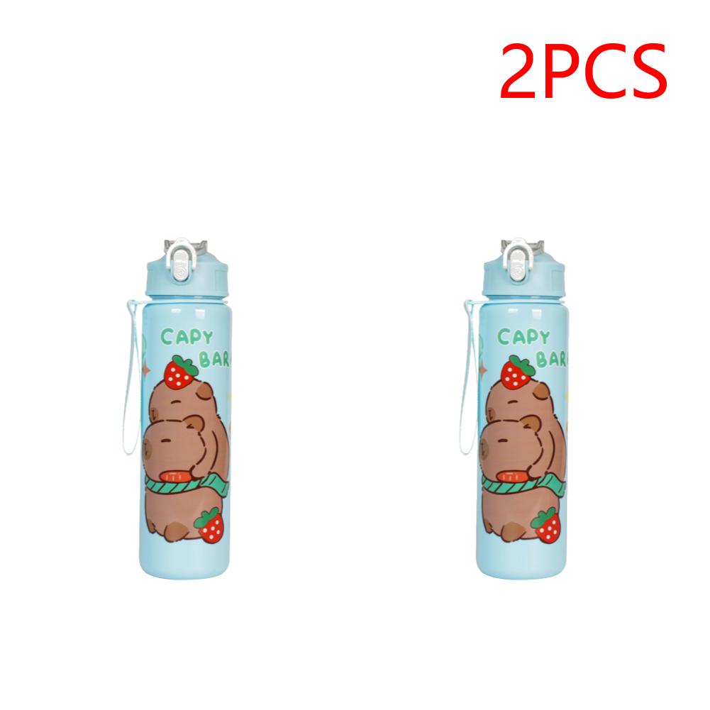 

2-5PCS Capybara Cute Water Cup with Straw & Handle Portable Drinking Bottle Large Capacity Travel Water Cup for Fitness Sports