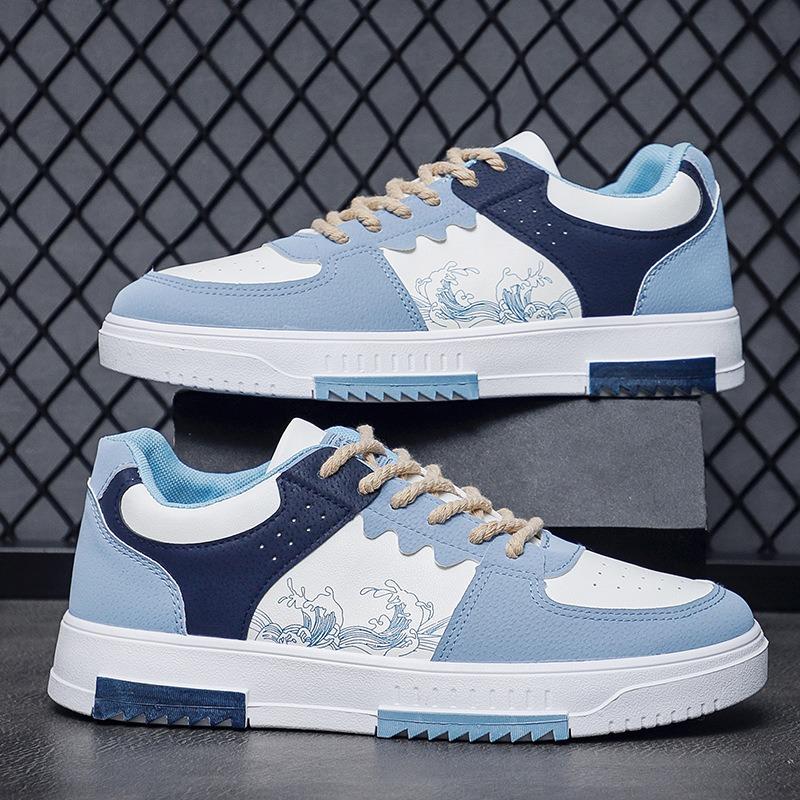 Mens Breathable White Thick Sole Fashion Versatile Casual Sports Skate Shoes
