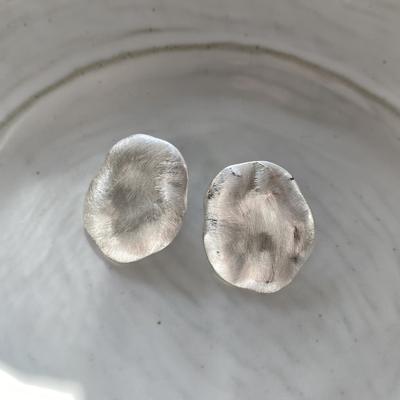 New Silver Thick Brushed Earrings with Irregular Design, Personalized and Niche Temperament, Versatile Earrings