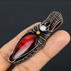 Red Labradorite, Moonstone Handmade Copper Wire Wrap Pendant 2.25" E8D88