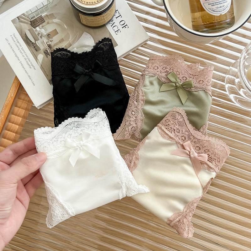 Women Sexy Lace Panties Seamless Bow Comfortale Briefs Low Waist Lingerie