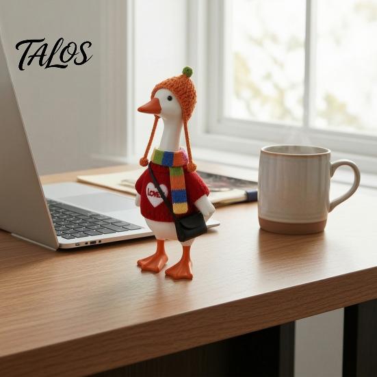 Seasonal Goose Accessories 7 Inch Desk Outfits, 4 Pcs Knitted Sweater Hat Scarf Office Ornament Crossbody Bag Winter Holiday Accessory for Office,