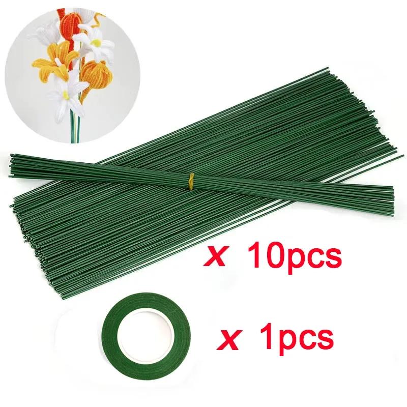 

Проволока для стебля искусственного цветка, цветочный стержень для рукоделия, синельная проволока, палочка, материал для имитации цветка, с зеленой флористической лентой
