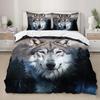 Snow Wolf Duvet Cover Set Full Queen Night Galaxy Starry Wolf Comforter Cover Wild Animals Wolf Themed Bedding Set 2/3 Pieces