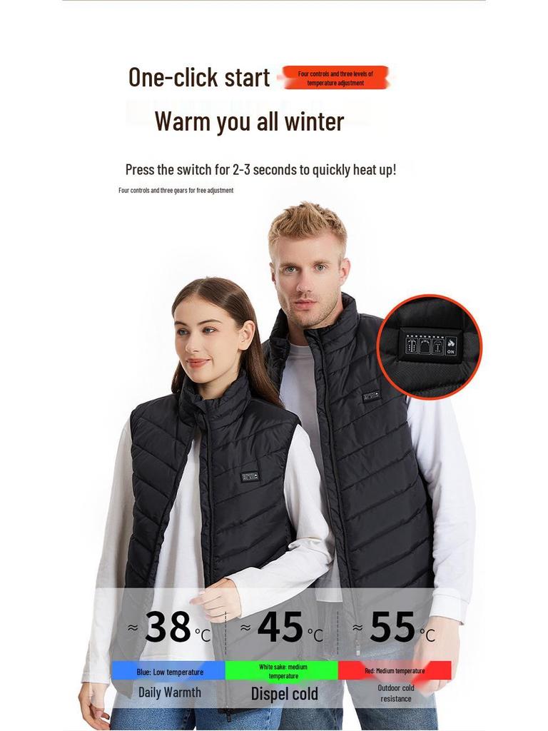 Cross-Border Smart Electric Heating Vest - Down Cotton Jacket
