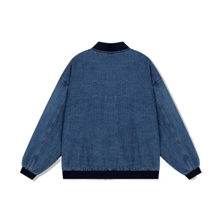 Levis FW22 Casual Crew Neck Single Button Baseball Jacket Men Jackets Blue A1943-0000