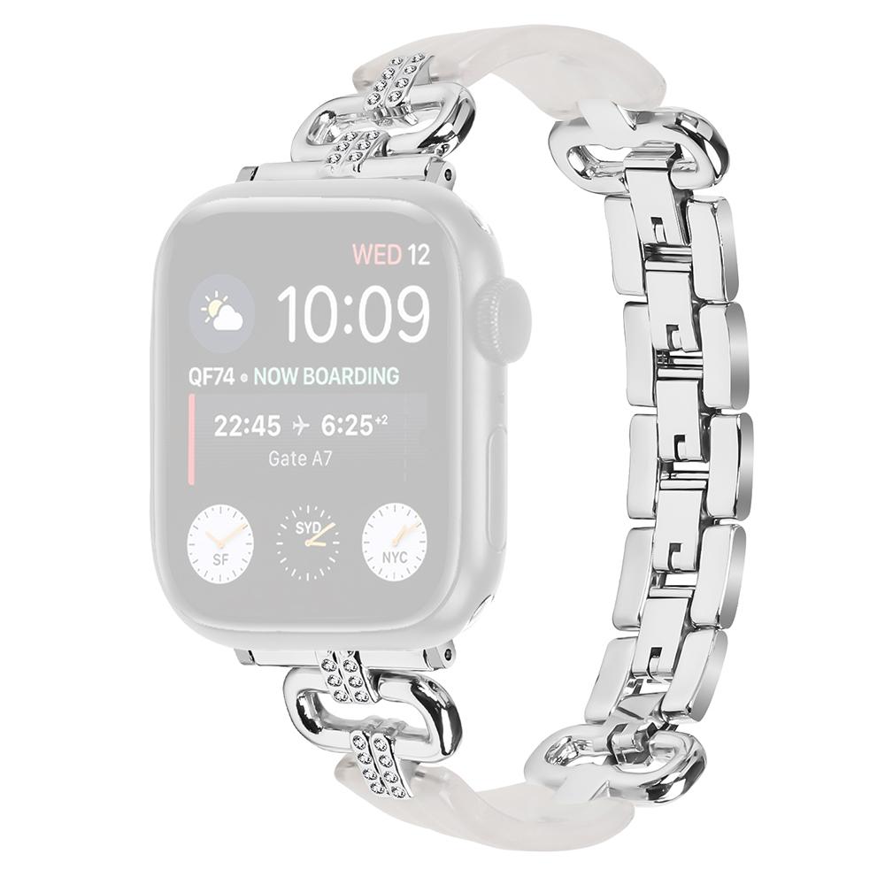 

Watch Band for Apple Watch Series 10 42mm/9 8 7 41mm/SE (2023) SE (2022) SE 6 5 4 40mm/3 2 1 38mm Resin Wrist Strap Silver