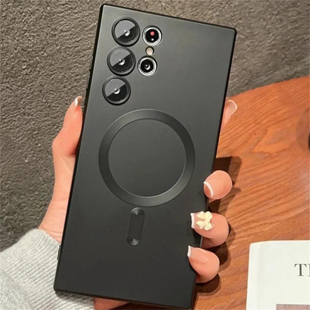 Luxury Matte Magnetic Case for Samsung S25 S24 S23 S22 Ultra S21 S20 Plus Capa for Samsung 20 Ultra Magsafe Phone Cover