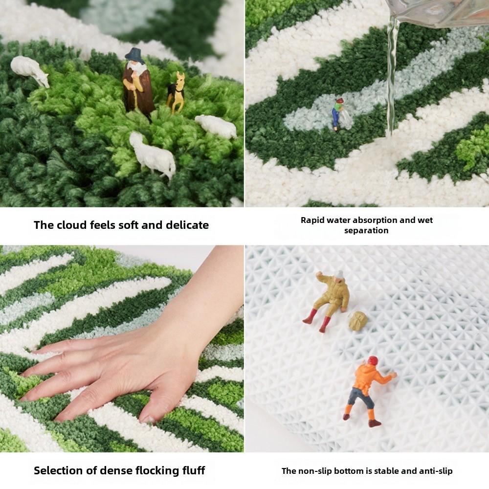 Nordic Plant Leaf Tufted Carpet Bathroom Non-slip Floor Mat Bathroom Living Room Heterosexual Floor Mat