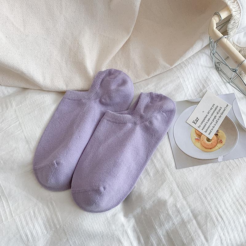 Dopamine Socks for Women, Spring and Summer, Short Solid Color, Light Mouth, Thin, Anti-slip, Non-dropping Heel Short Socks, Invisible Boat Socks