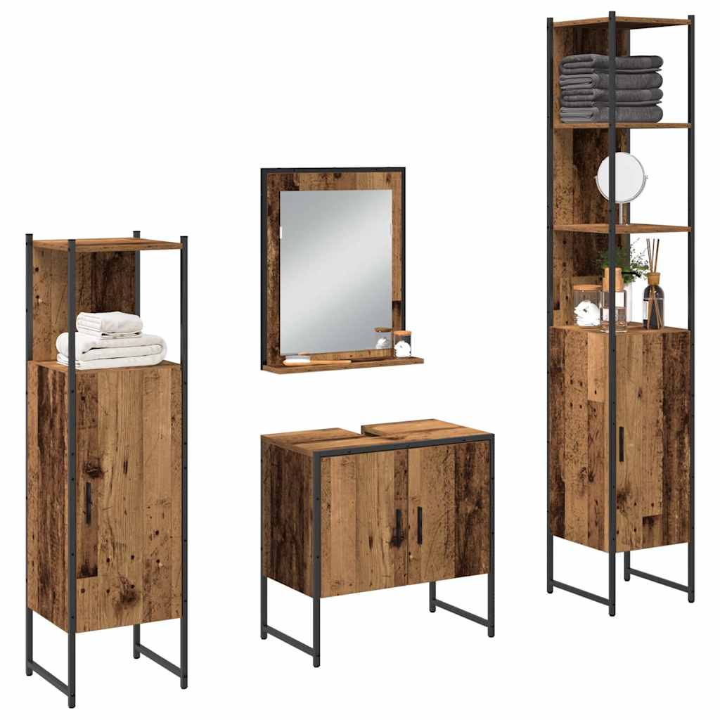 Bathroom Furniture Set with Storage 4 Pcs Brown 33 X 33 X 185.5 Cm