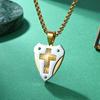 Pendant Necklace Men's Mechanical Style Shield Folding Fan Texture Two-Color Couple Pendant Sweater Chain