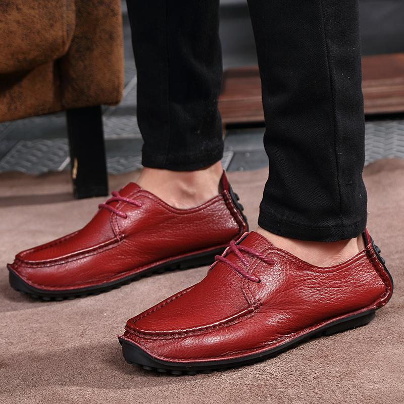 Neformální kožené boty Muži Mokasíny Trend Značka Business Boty Podzimní slip on Flat Muž Tenisky Pohodlné mokasíny Zapatos Hombre