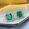 CAOSHI Graceful Luxury Stud Earrings Rectangular Green Cubic Zirconia Wedding Engagement Chic Accessories Fancy Birthday Gifts