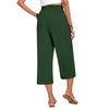 Women's Square Pocket Elastic Waist Cropped Pants Casual Cotton And Linen Pants