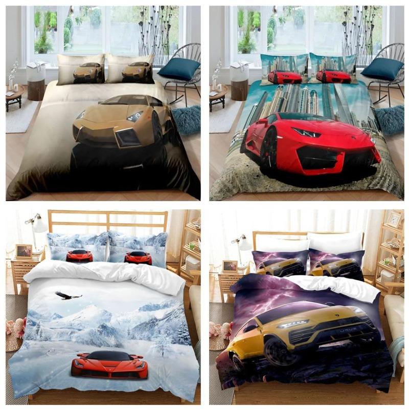 Sports Car Duvet Cover Set Luxury High Quality 3D Printed Bedding 23pcs Double Queen King Bedclothes Adults Boys Home Textile