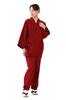Tayutaf Women's Samue (Work Clothes), 100% Cotton, Kurume Weave, Gift, Year-Round, Stylish Pajamas, Made In Japan, Washable, Size L, Dark Red, Nep
