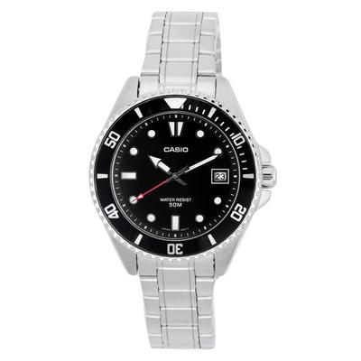 Orologio da uomo analogico standard al quarzo con quadrante nero in acciaio inossidabile MDV-10D-1A1