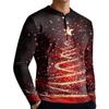 Men's Casual Button-Down Sweatshirt Fashion Printed Long Sleeve Shirt Pullover