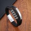 Men's Multi Layer Handwoven Great Wall Pattern PU Leather Bracelet Fashion Wristband Accessory
