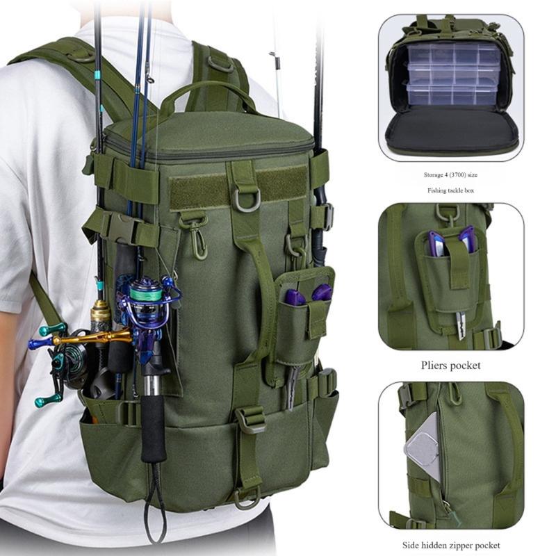 Durability Fishing Bag Waterproofed Adjustable Bag with Rod Belt and Tool Hook for Outdoor Anglers Gear Storage