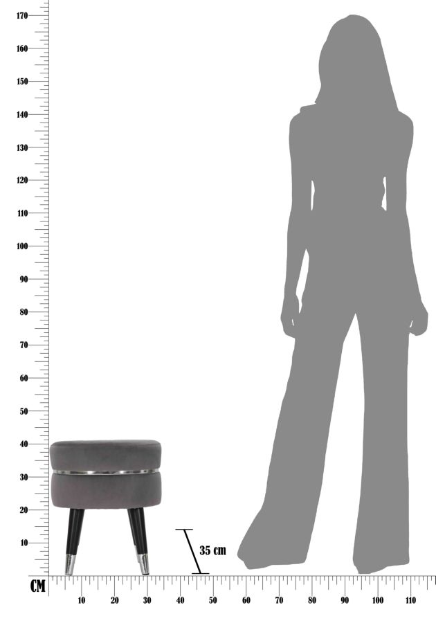 Bar Stool Paris Grey Silver Cm Ø 35X40,5