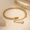 Vnox Women Link Chain Bracelet,Classic Gold Plated Stainless Steel Adjustable Bracelets,Charm Female Jewelry Stone Tail Gifts