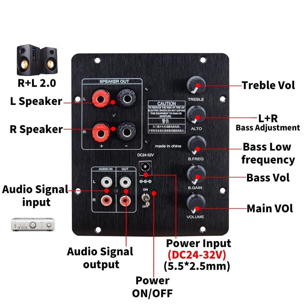 24V 32V HIFI 2PCS TPA3221 100W*2+200W Bluetooth 5.1 2.1 Channel Digital Active Power Amplifier Board 2.1CH Home Audio System