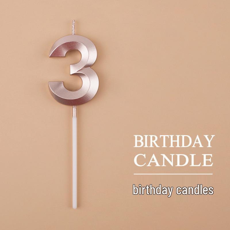 Gold and Silver Number Candles for Birthday Cakes - Pink Exquisite Design