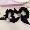 Geometric Heart Pearl Bow Scrunchie: Versatile Women's Elastic Hair Tie